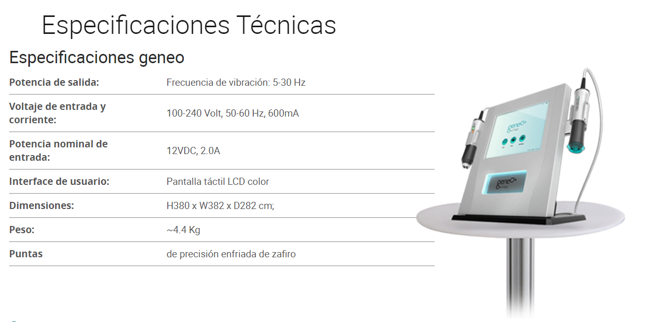 especificaciones técnicas equipo geneo+